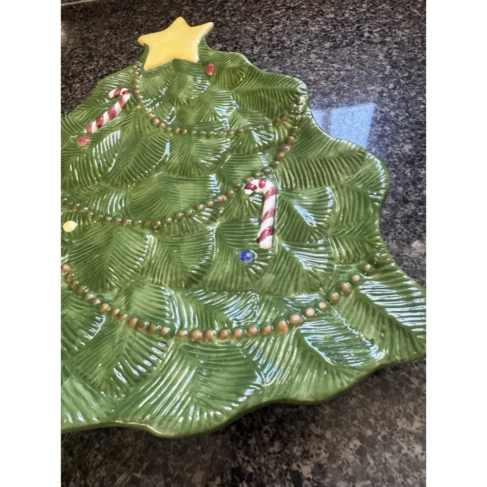 VTG Vigor Ceramic Christmas Tree Holiday Cookie Snack Plate/Tray 12
